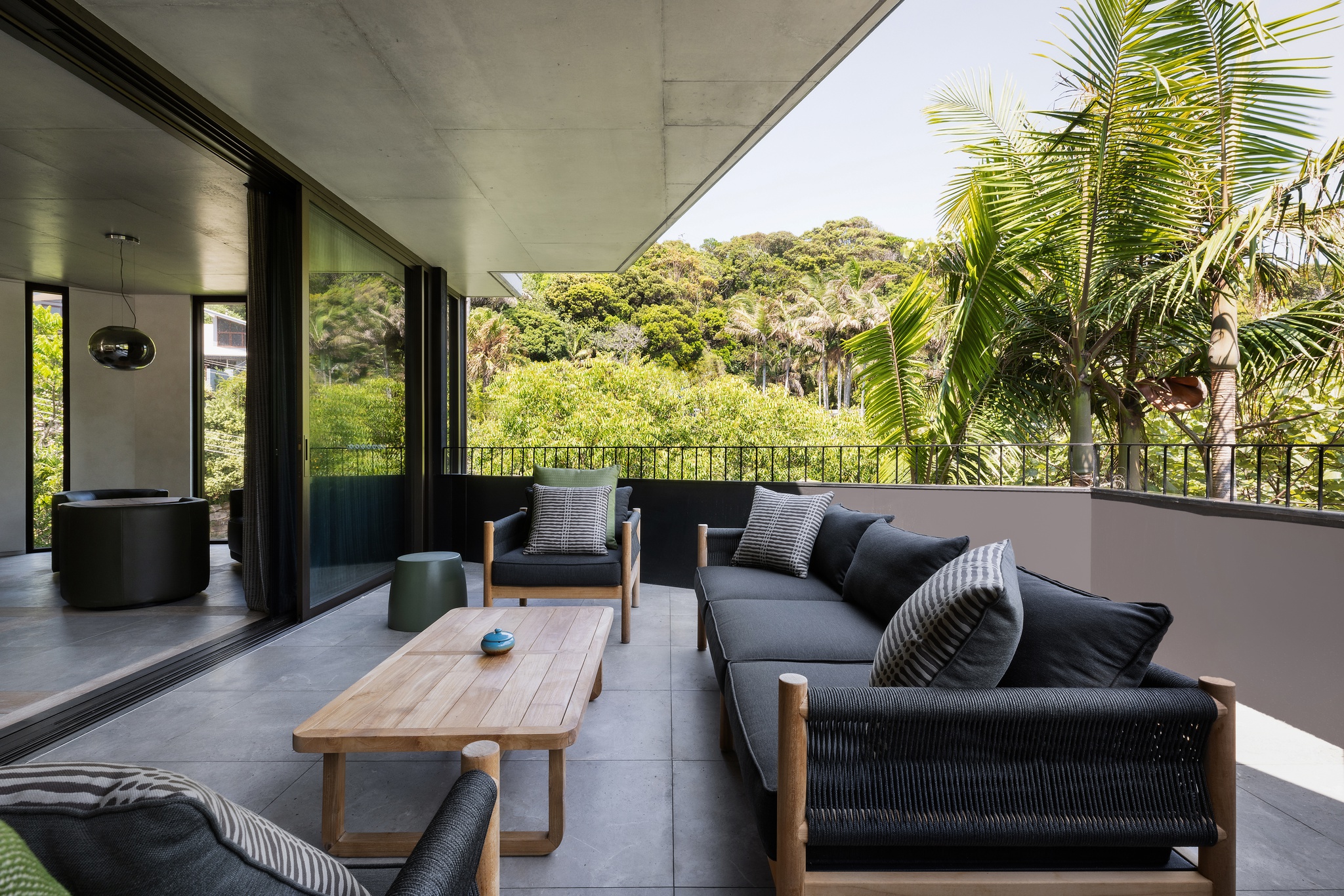 Sun-drenched ocean-view deck